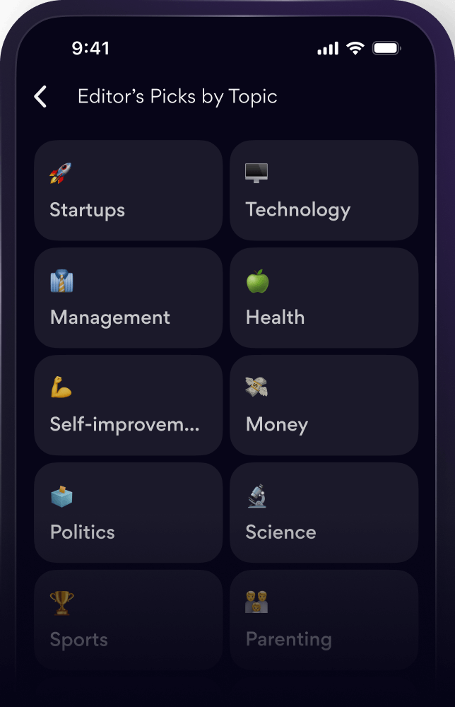 Editor's Picks By Topic screen view